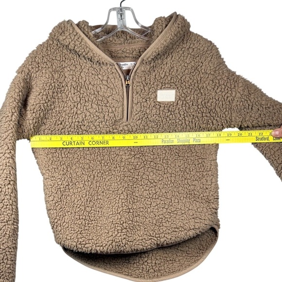 ABERCROMBIE & FITCH Kids Teddy Bear Fleece, 1/2 Zip Hooded Jacket, Size 11-12 - Picture 3 of 9